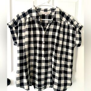 Ann Taylor Loft- Black and White Gingham Blouse